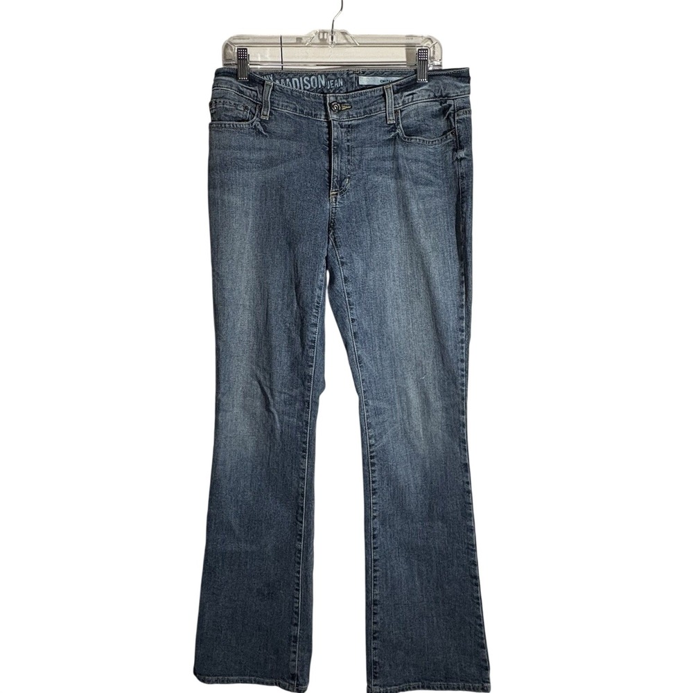 DKNY Madison Jeans Size 10 Medium Wash Blue Boot Cut Mid Rise Pockets Stretch